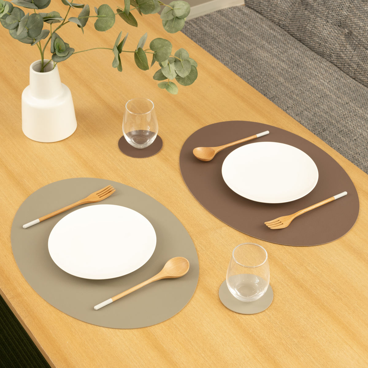ZICZAC 木製 ランチョンマット 3枚セット 木製楕円形ランチョンマット BIRCH Monstera Placemat テーブル用品
