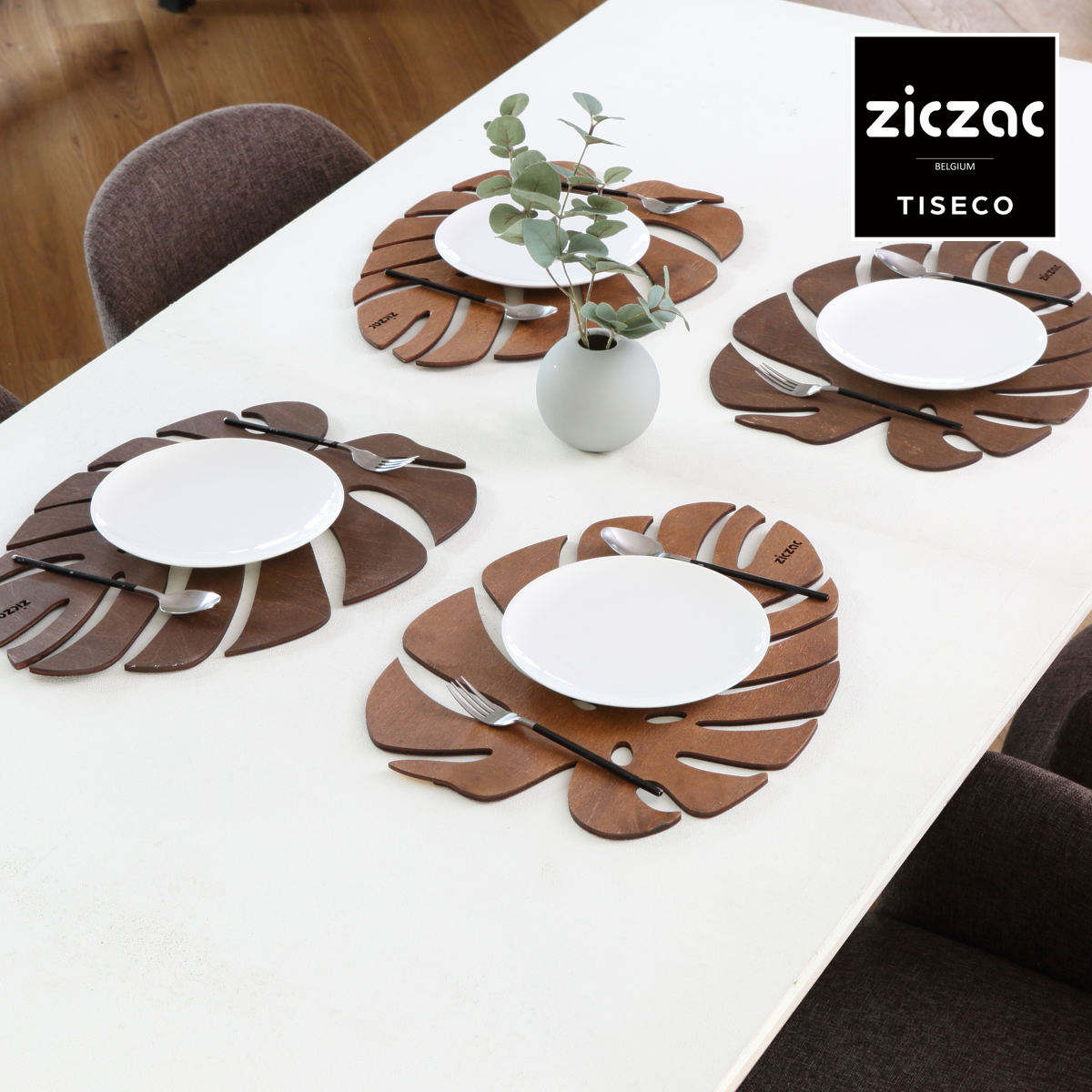 ランチョンマット 木製 ZICZAC BIRCH Placemat Monstera