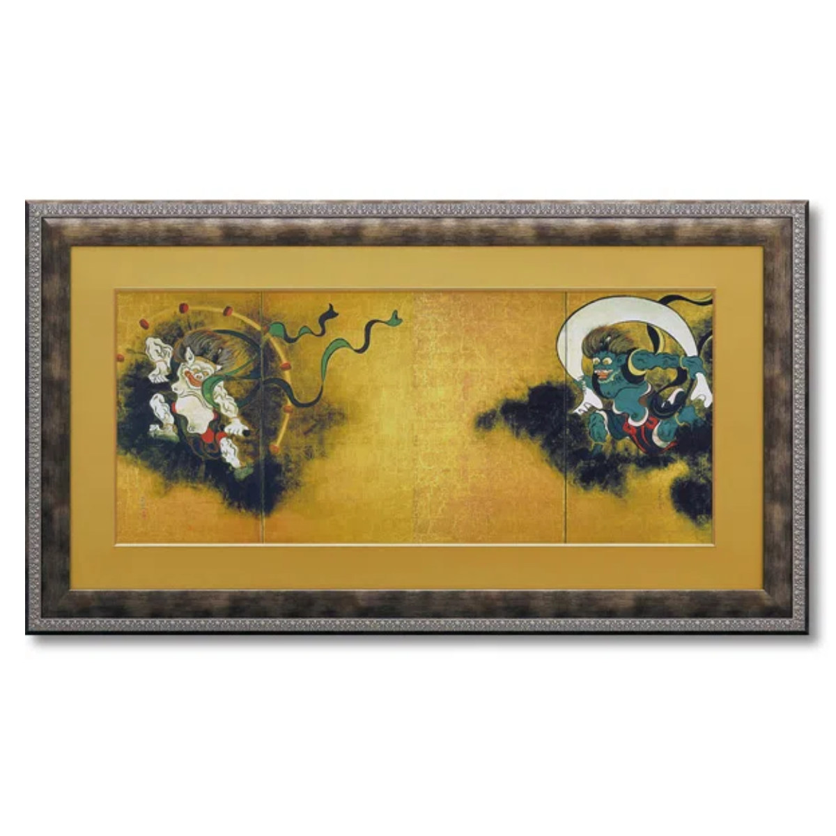 アートパネル 尾形 光琳 『風神雷神図屏風』 101×56cm （ 絵画 絵 アート インテリア 額入り 壁掛け おしゃれ ゲル加工 名画 吊金具付き ）の画像