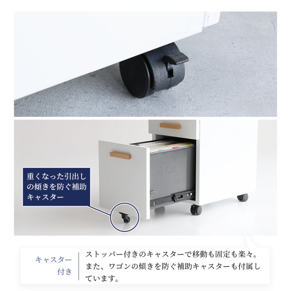 デスクワゴン 高さ58cm 3段 （ デスク下 収納 ワゴン 引き出し