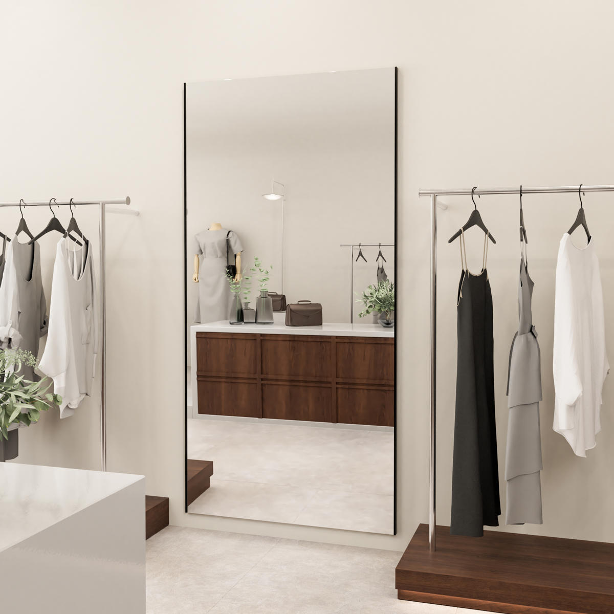 ウォールミラー 立てかけ 120×190cm 軽くて割れないミラー （ 全身 鏡