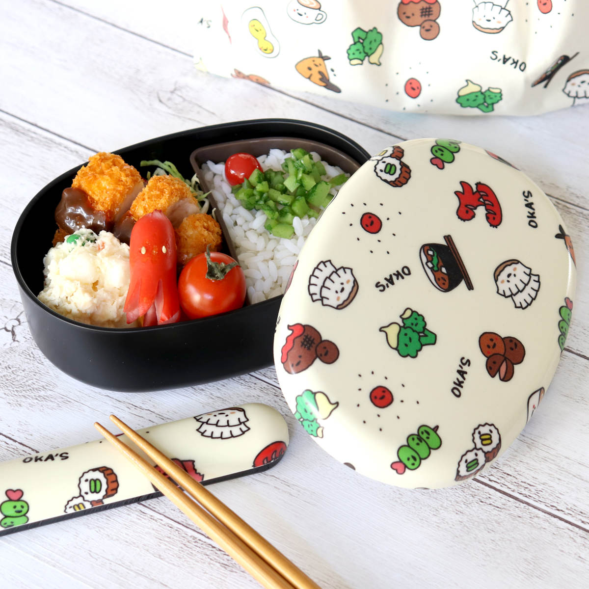 HAKOYA 弁当箱 480ml 1段 布貼小判一段弁当 480 OKA'S （ お弁当箱