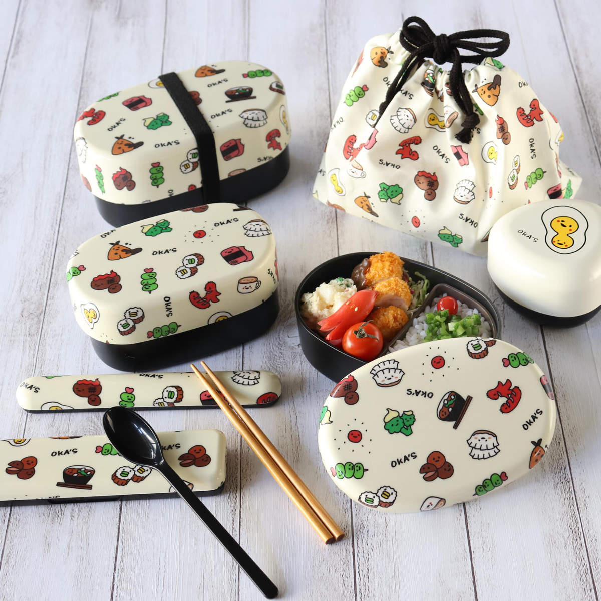 HAKOYA 弁当箱 570ml 2段 布貼小判弁当 570 OKA'S （ お弁当箱 レンジ