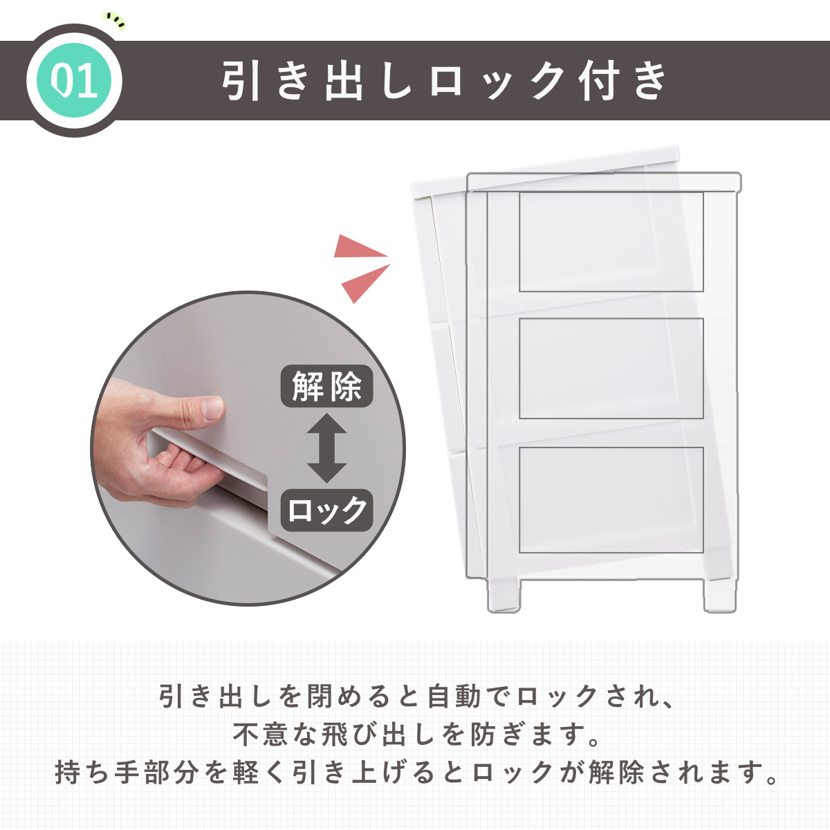 チェスト フィッツチェスト 5段 6505 Fits 幅65×奥行41×高さ105cm （ タンス 引き出し 収納 衣類収納 日本製 完成品 フィッツ プラスチック 引き出しロック ）の画像