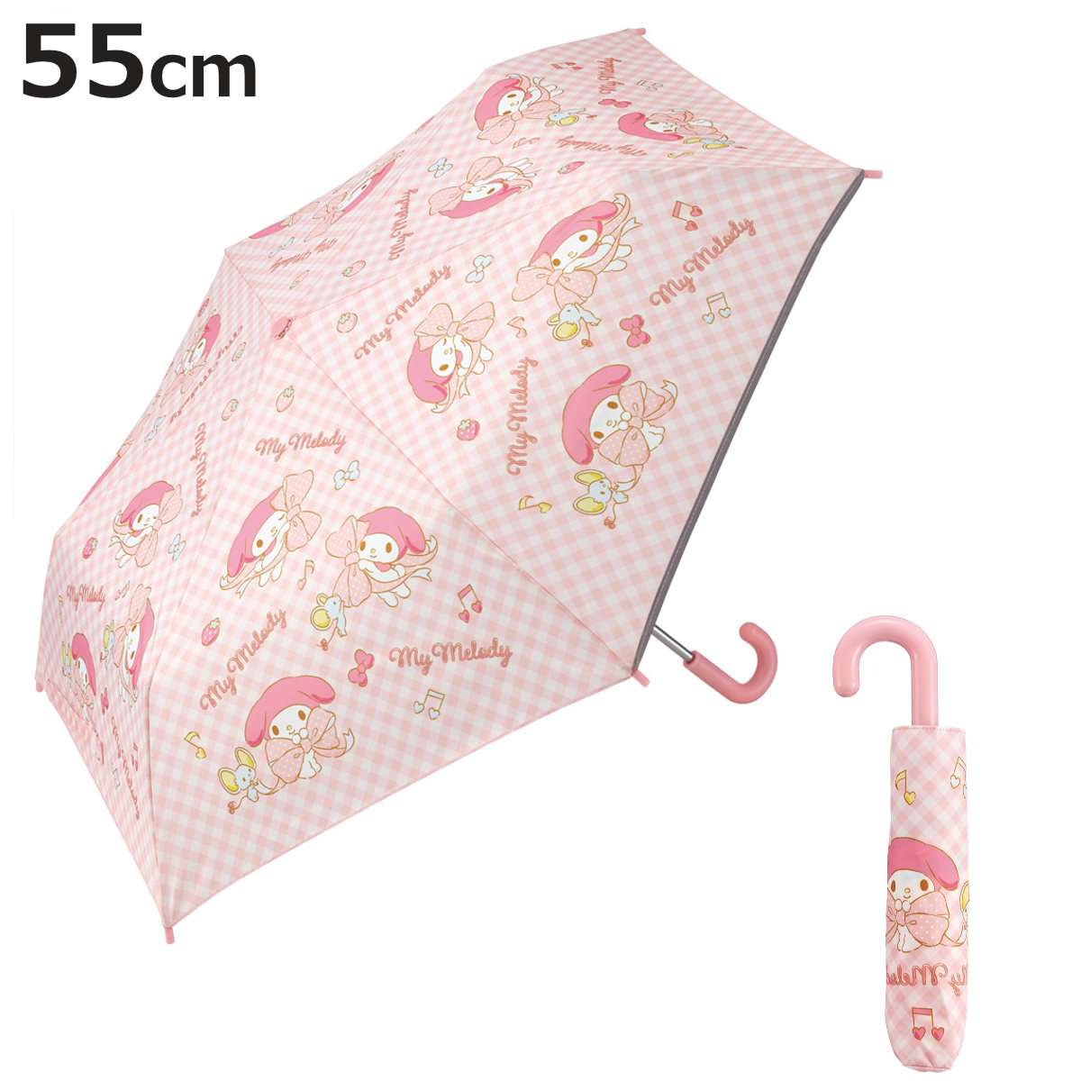 雨傘 折りたたみ傘 55cm 手開き マイメロディ ビックリボン （ サンリオ マイメロ 折り畳み 携帯 コンパクト 子ども 小学生 キッズ ジュニア 幼児 雨具 ）