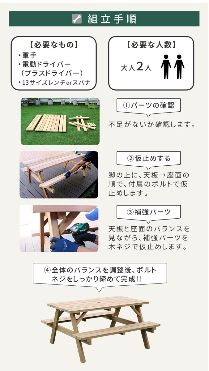 テーブル　パイン　ニュージーランド　木製　天然木 ガーデンテーブル 日本製ニュージーランドパインピクニックテーブル 幅