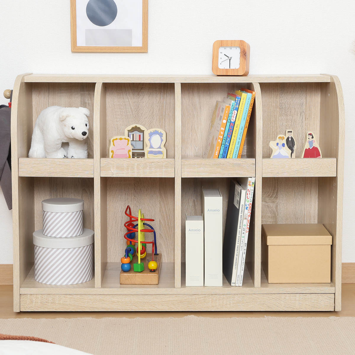 不二貿易（Fuji Boeki） 絵本棚 おもちゃ収納 2段収納 幅86.5cm キッズ