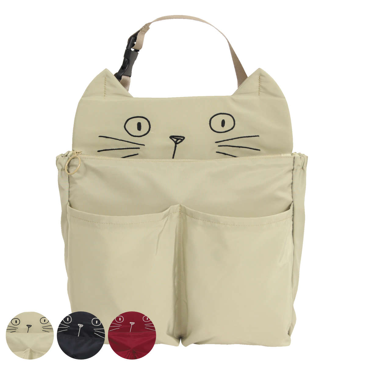 シートポケット ネコミミ マルチポケット カー用品 車内収納 （ バックポケット 後部座席 ポケット 小物入れ 猫 ねこ ネコ ）