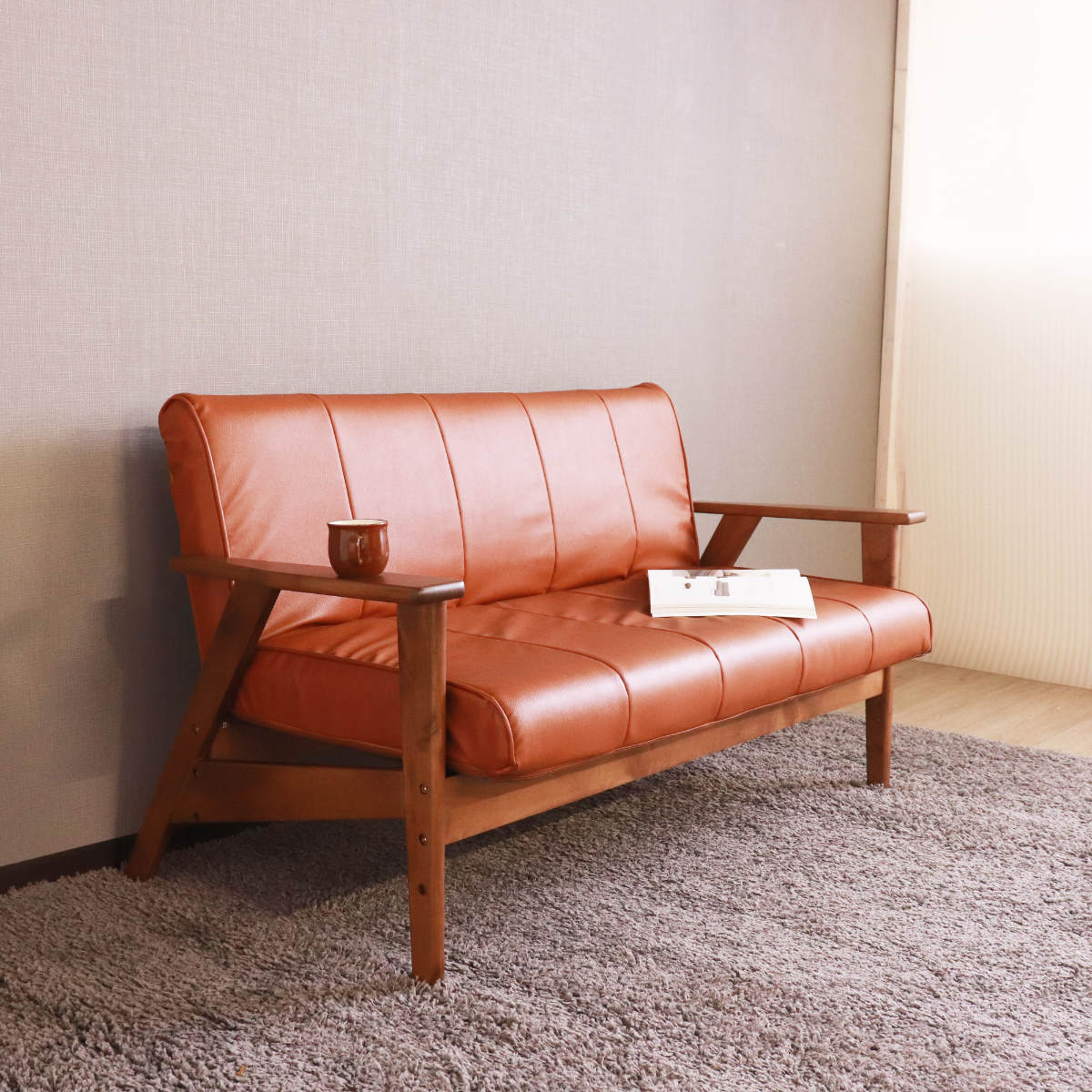 ソファ 2人掛け 幅122cm リクライニング 座面高2段調整 PVC アイル