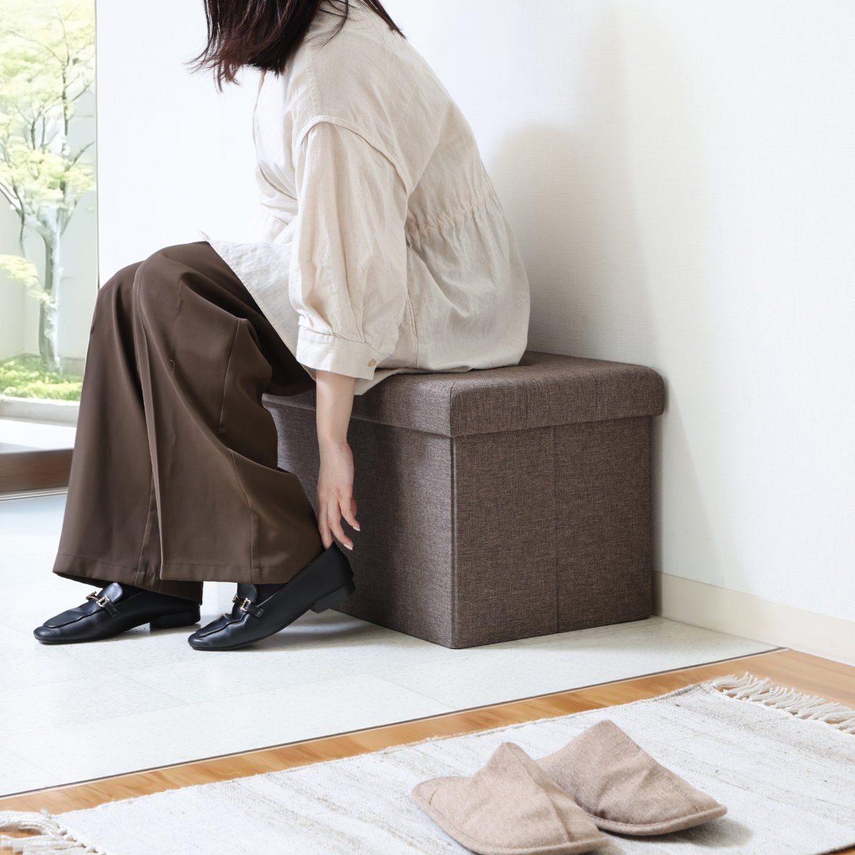 不二貿易（Fuji Boeki） 収納スツール ベンチタイプ テーブルにもなる
