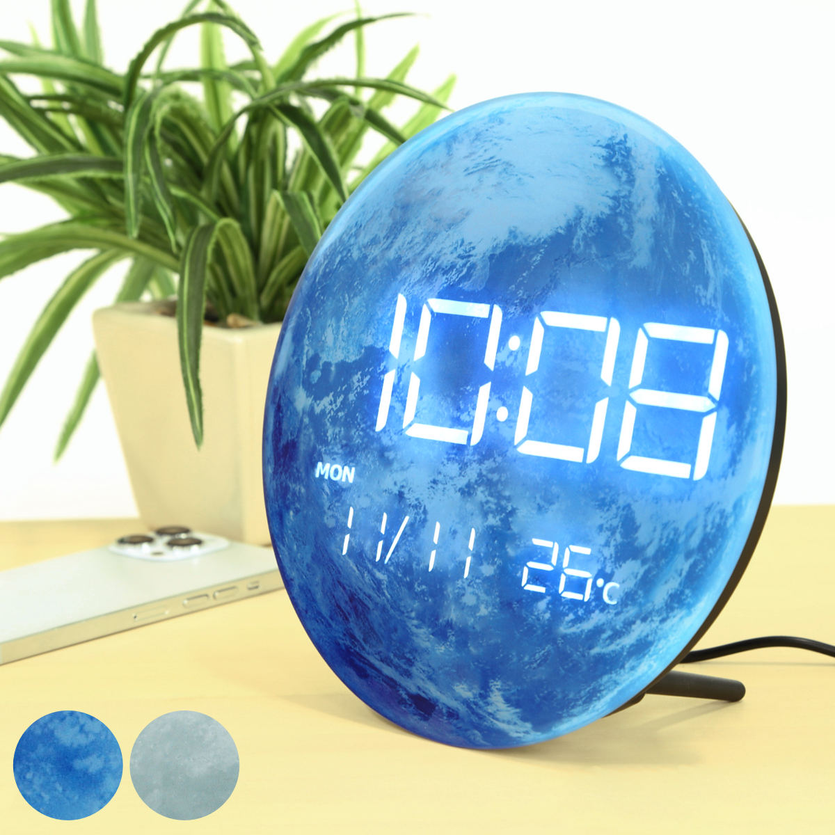 置き時計 デジタル MAG LED カレンダー付き 温度計付き ノア精密