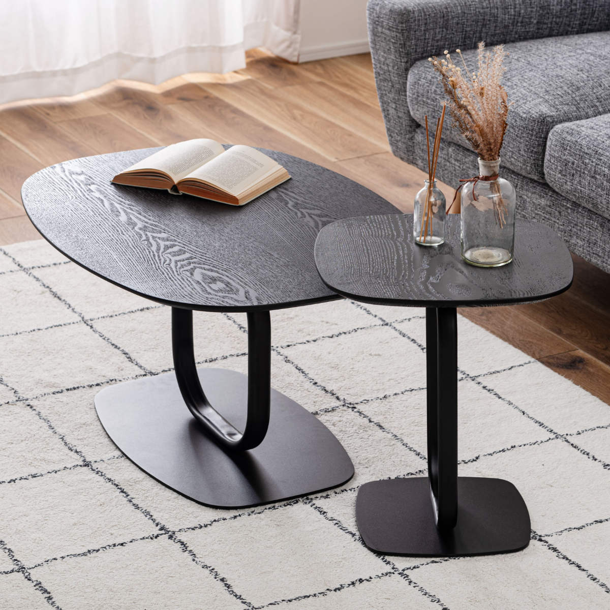 東谷 サイドテーブル 高さ45cm スチール脚 （ スチール 木目調 ナイト