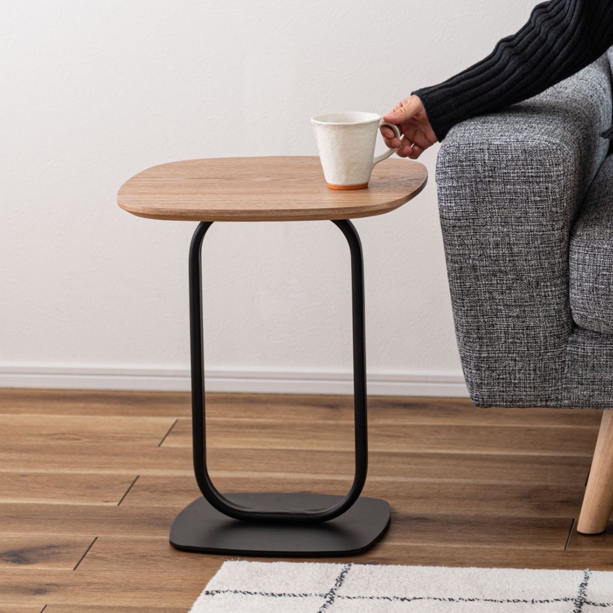 東谷 サイドテーブル 高さ45cm スチール脚 （ スチール 木目調 ナイト