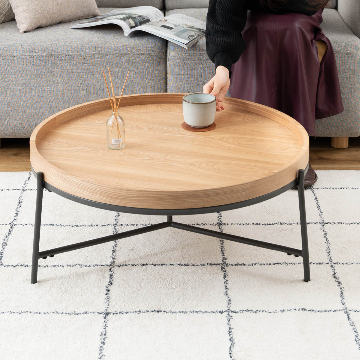 東谷 リビングテーブル 高さ32.5cm 天板円型 センターテーブル （ 円形