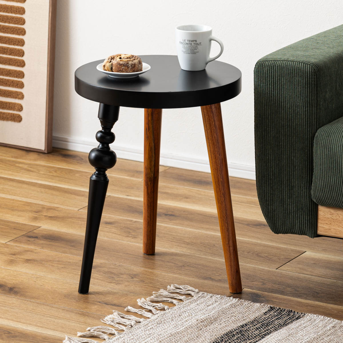 東谷 サイドテーブル 高さ45cm 円型 ターンドレッグ ラウンドサイド