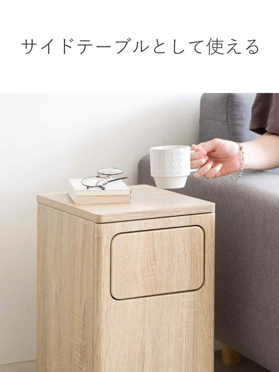 ゴミ箱 20L ウッドプッシュダストボックス Empro （ ごみ箱 エンプロー ダストボックス ごみばこ シンプル プッシュ式 天板 サイドテーブル 分別 ）_14