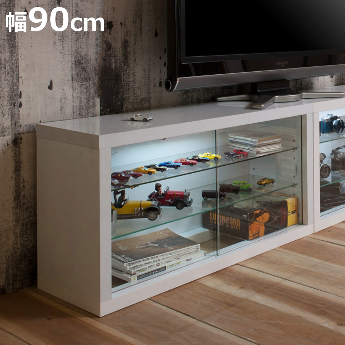 �R���N�V�����{�[�h �K���X�I�^�C�v LED���C�g�t�� ��90cm ���L��d�グ �i recta �R���N�V�������b�N �f�B�X�v���C �Ɩ� ���[ �I ���o�� ������ �j