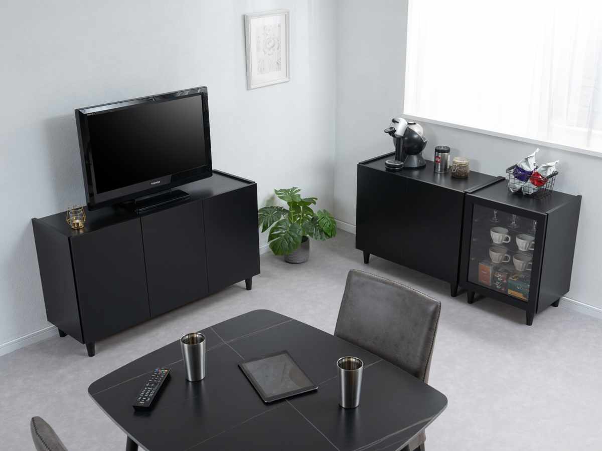 キャビネット 幅118cm モノトーン 日本製 完成品 （ Shadow 棚 ラック