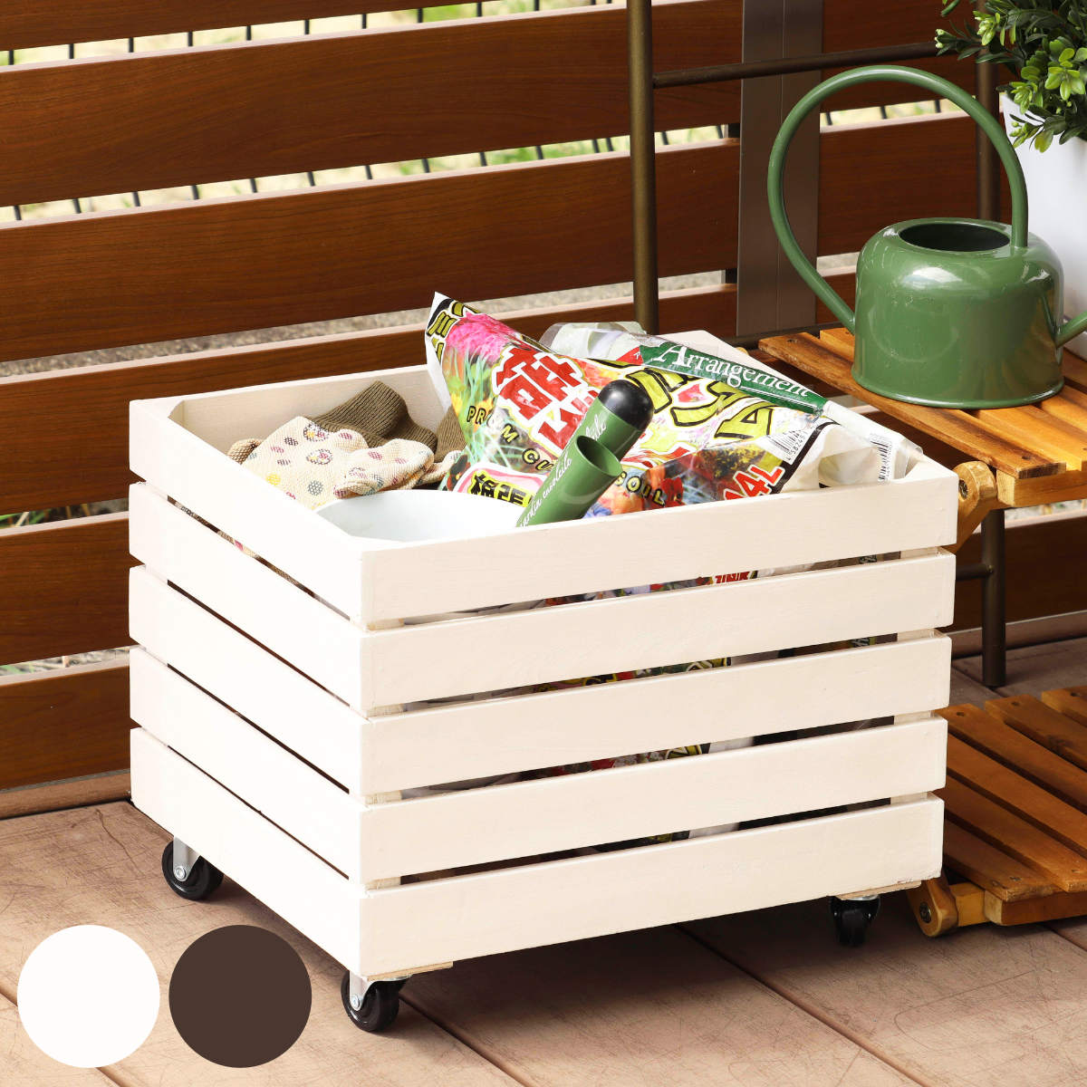 収納ボックス ボナブル コンテナカート ガーデニング ( 収納 ボックス 収納ケース 木箱 ケース ...