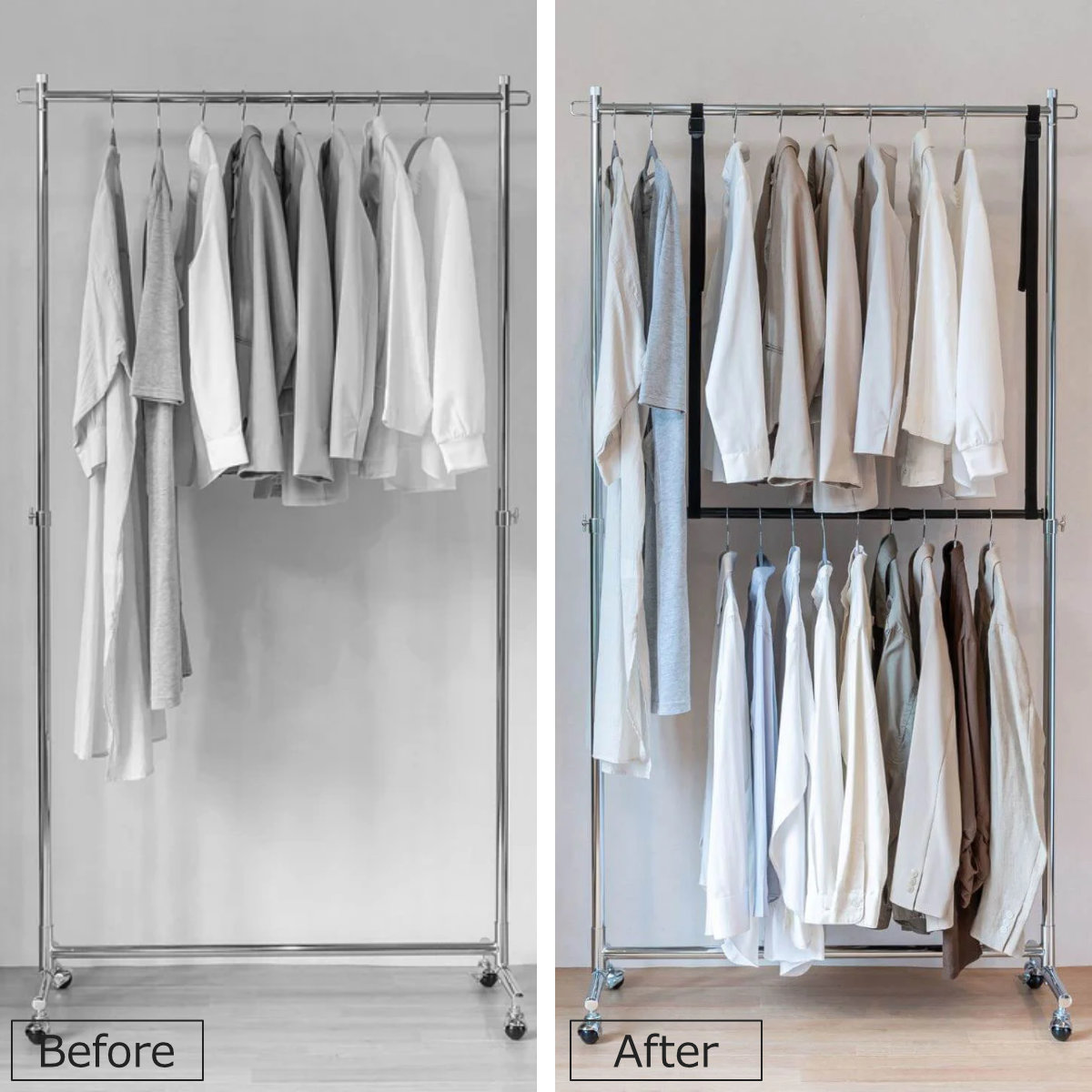 ハンガー 吊り下げハンガー クローゼット 収納 幅46〜80×高さ最大100cm