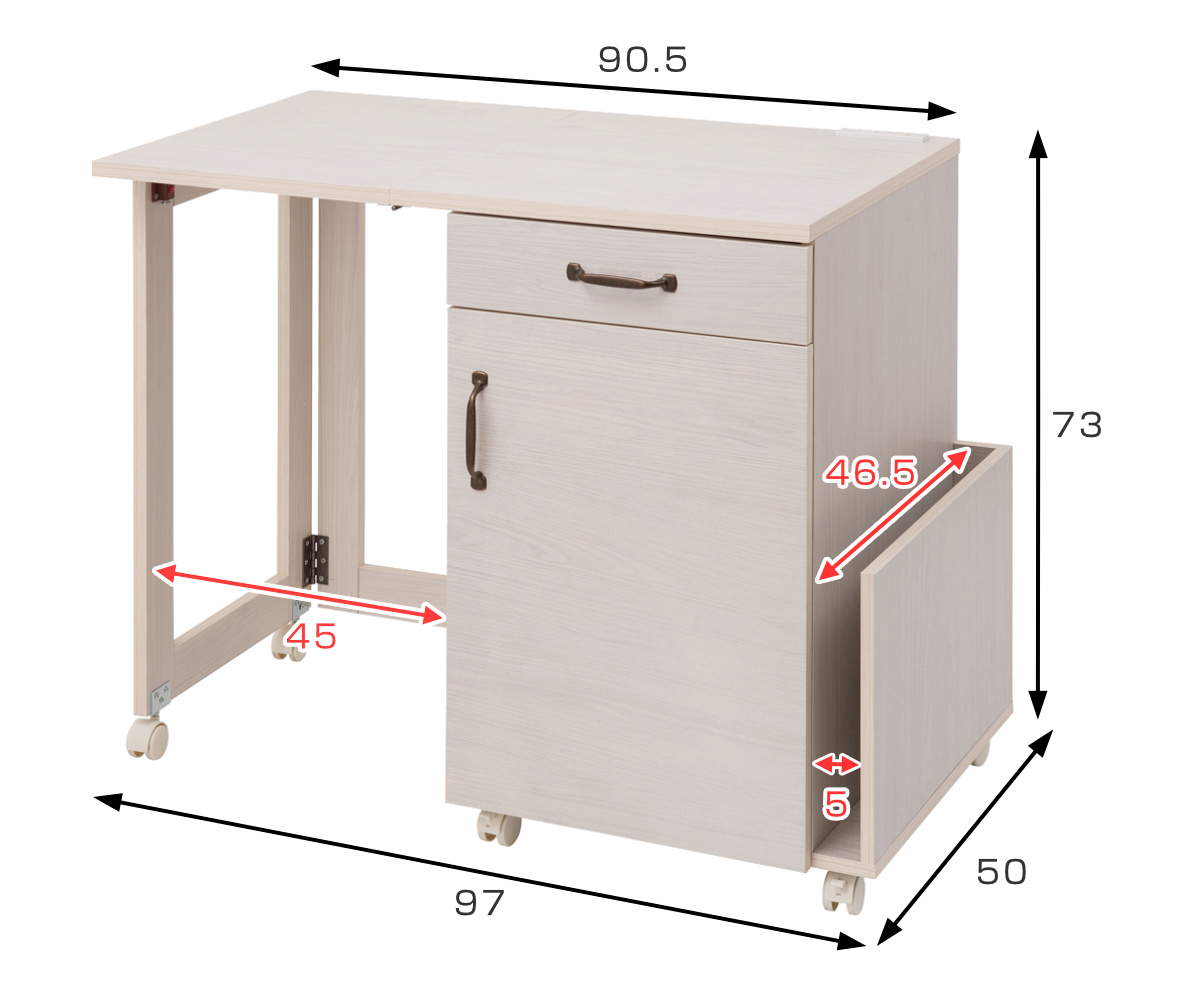 ミシン台 幅97cm 折りたたみテーブル 2口...の詳細画像4