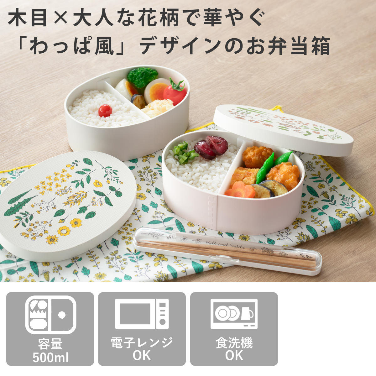 弁当箱 500ml Hill＆Fields わっぱランチボックス （ ランチボックス