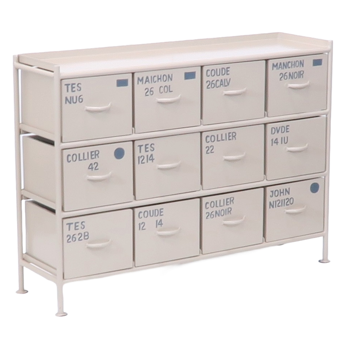 スチールチェスト 横型 幅111cm 引出し12杯 インダストリアル 完成品