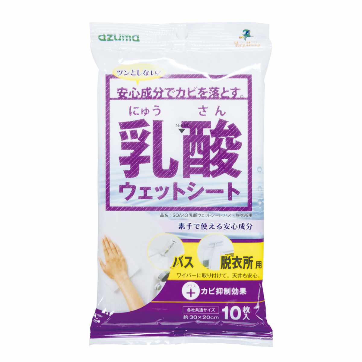 乳酸ウェットシート 脱衣所用 バス用 カビ防止 お風呂掃除 （ 浴室 洗面所 カビ取り シート 乳酸 非塩素系 ウェットシート 安心成分 ）