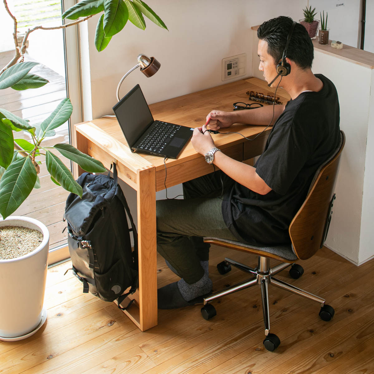 ワークデスク 幅105cm 奥行55cm 引出し付 カローレ （ デスク 机 学習