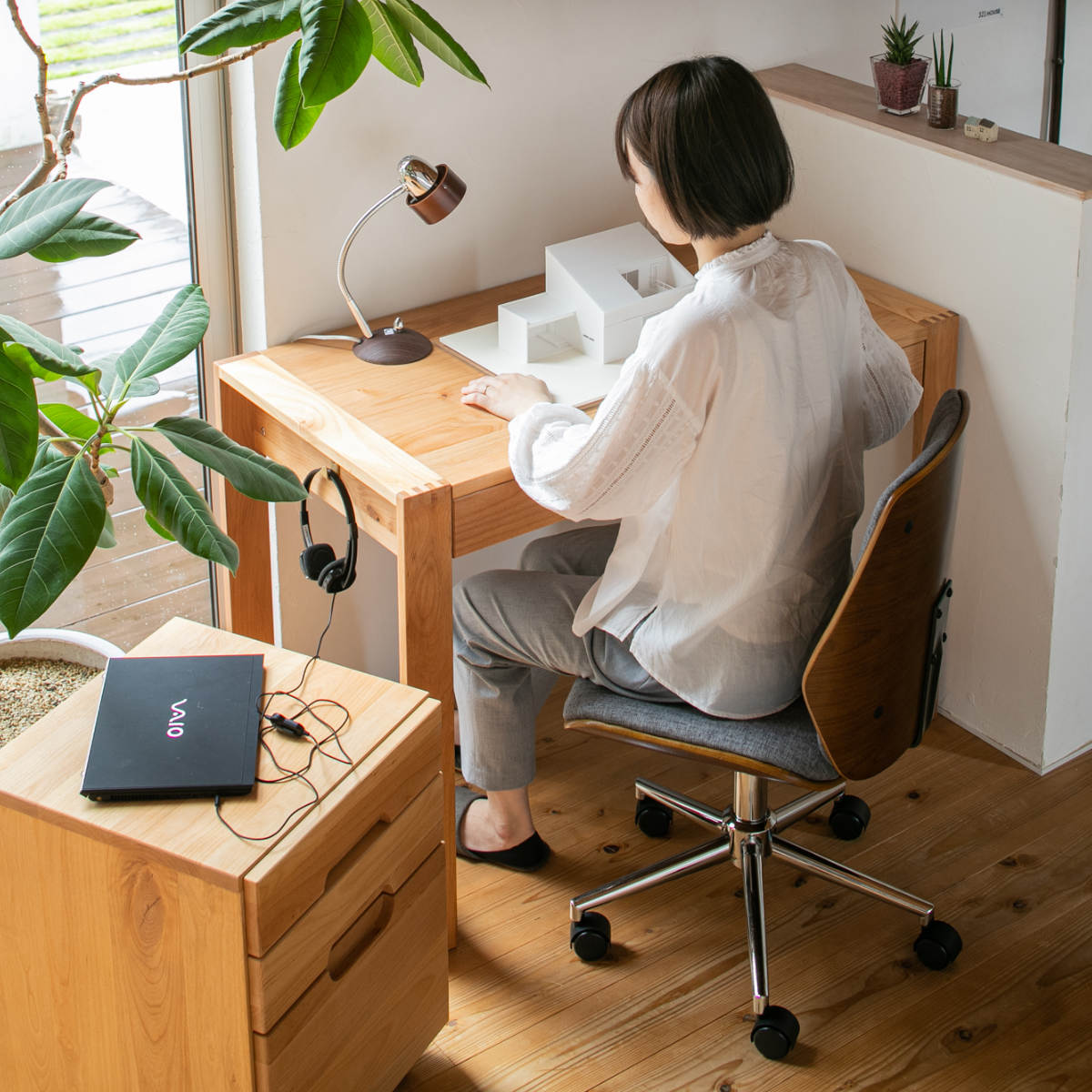 ワークデスク 幅105cm 奥行55cm 引出し付 カローレ （ デスク 机 学習