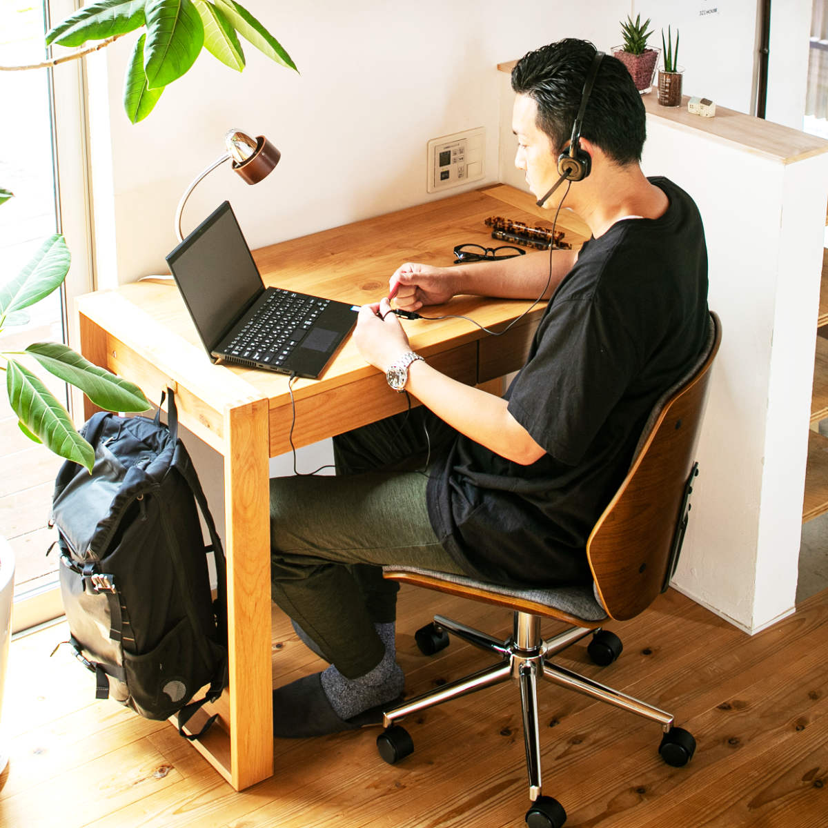 木製机　デスクワーク ワークデスク 幅105cm 奥行55cm 引出し付 カローレ （ デスク 机 学習