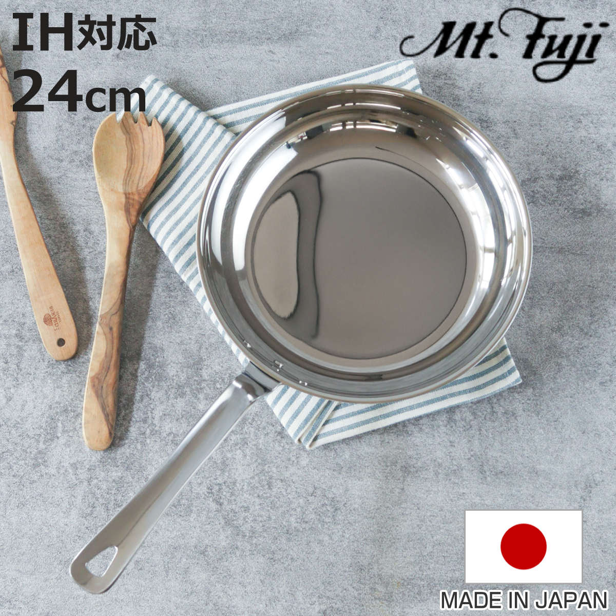 フジノス - フライパン 24珊 IH相応う アルミクラッド三層 こだわりの手道具 日本製 （ 屁っ放り火相応う 軽銀 ステンレス鋼 たわい無い ） 調理器具-フライパン