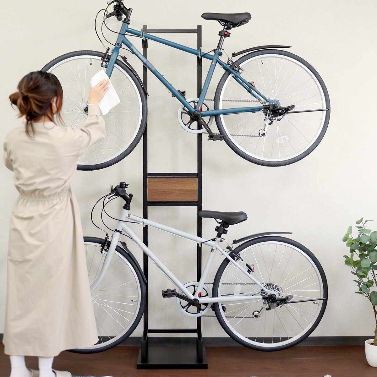 自転車スタンド 2台用 室内用 6段階高さ調整 （ サイクルスタンド