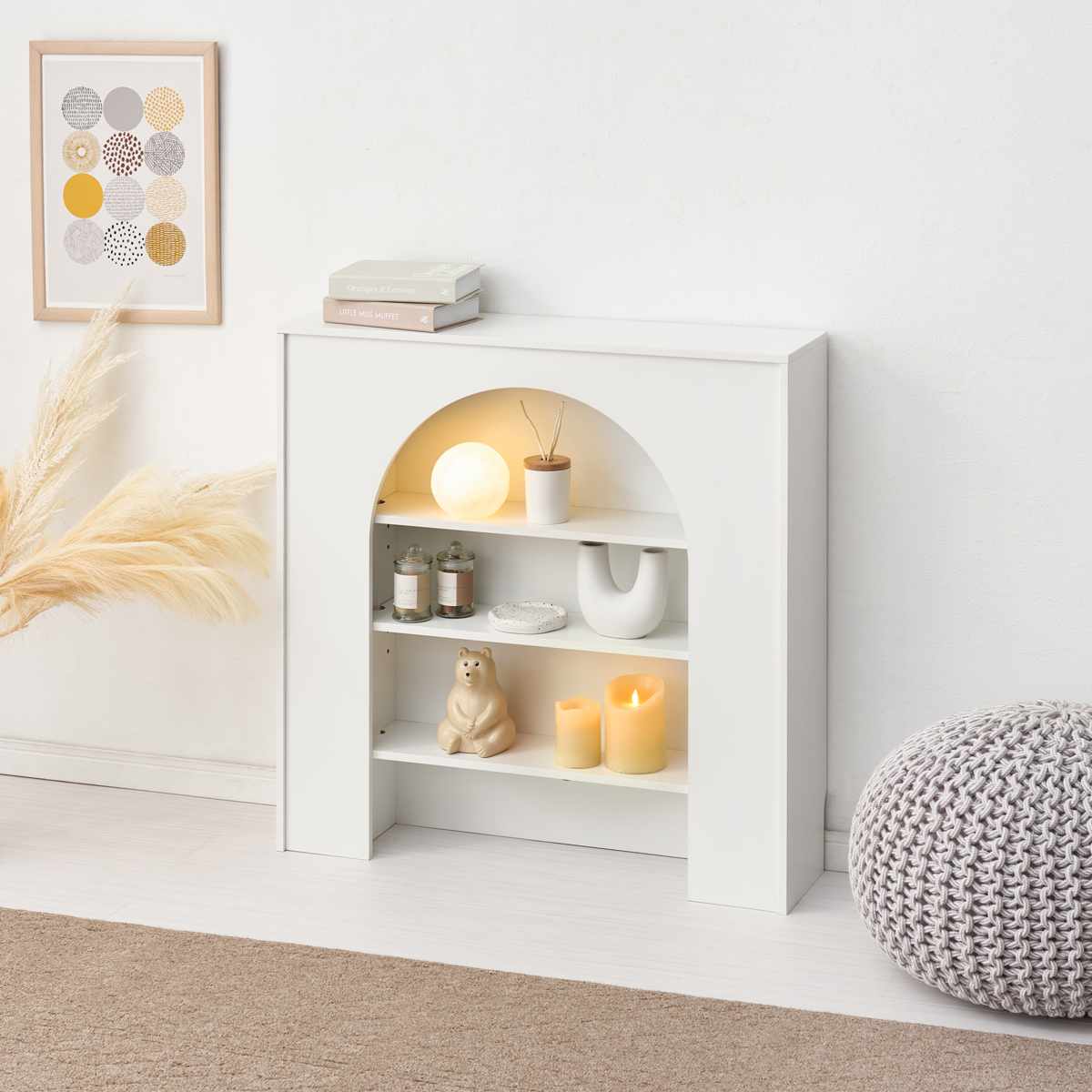 ※ 大人可愛いマントルピース 収納ラック 幅80cm 完成品 [8061] マントルピース 幅80cm 完成品 可動棚 （ オープンラック 棚 ラック