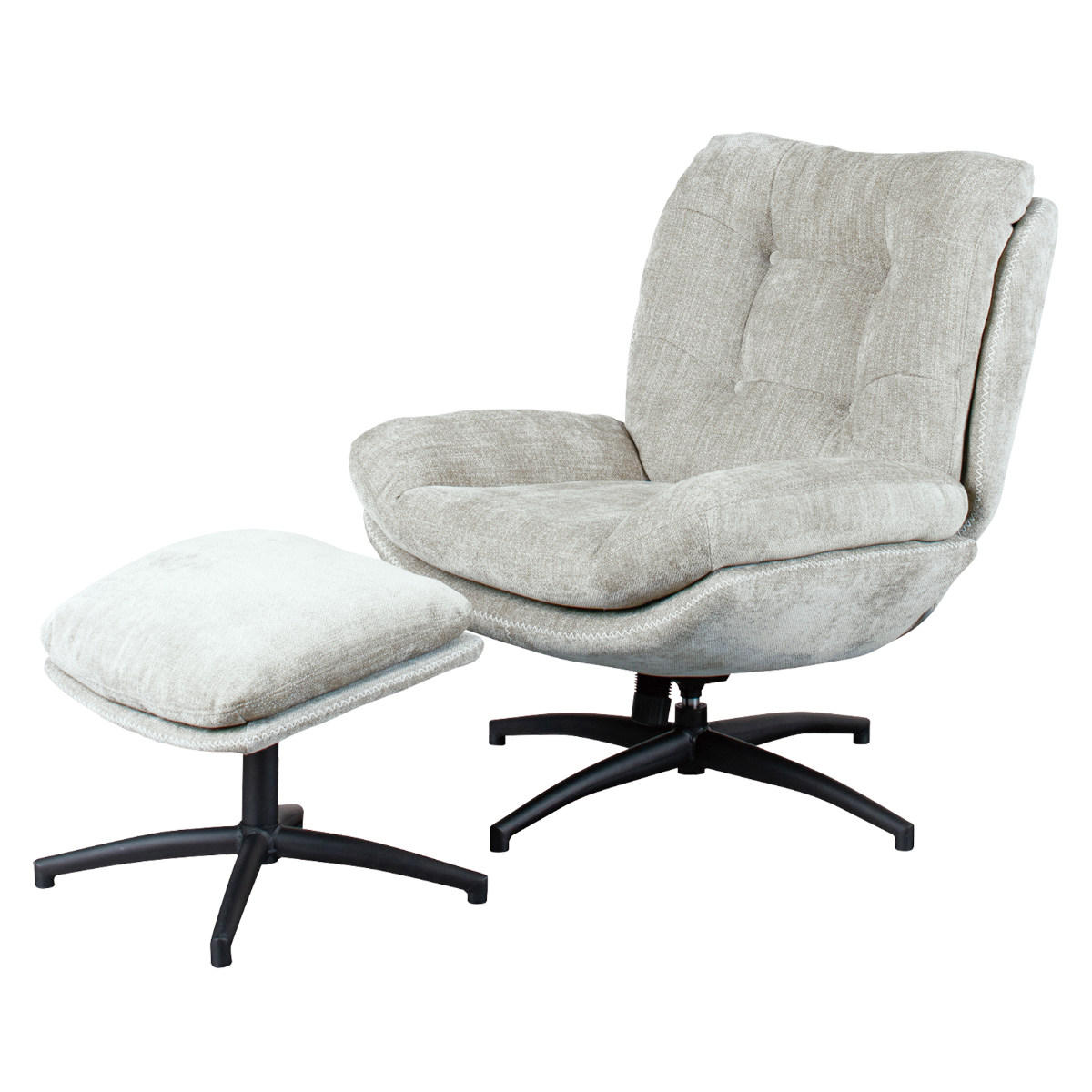 リビングチェア 座面高46cm オットマン付 シャルレ （ パーソナル