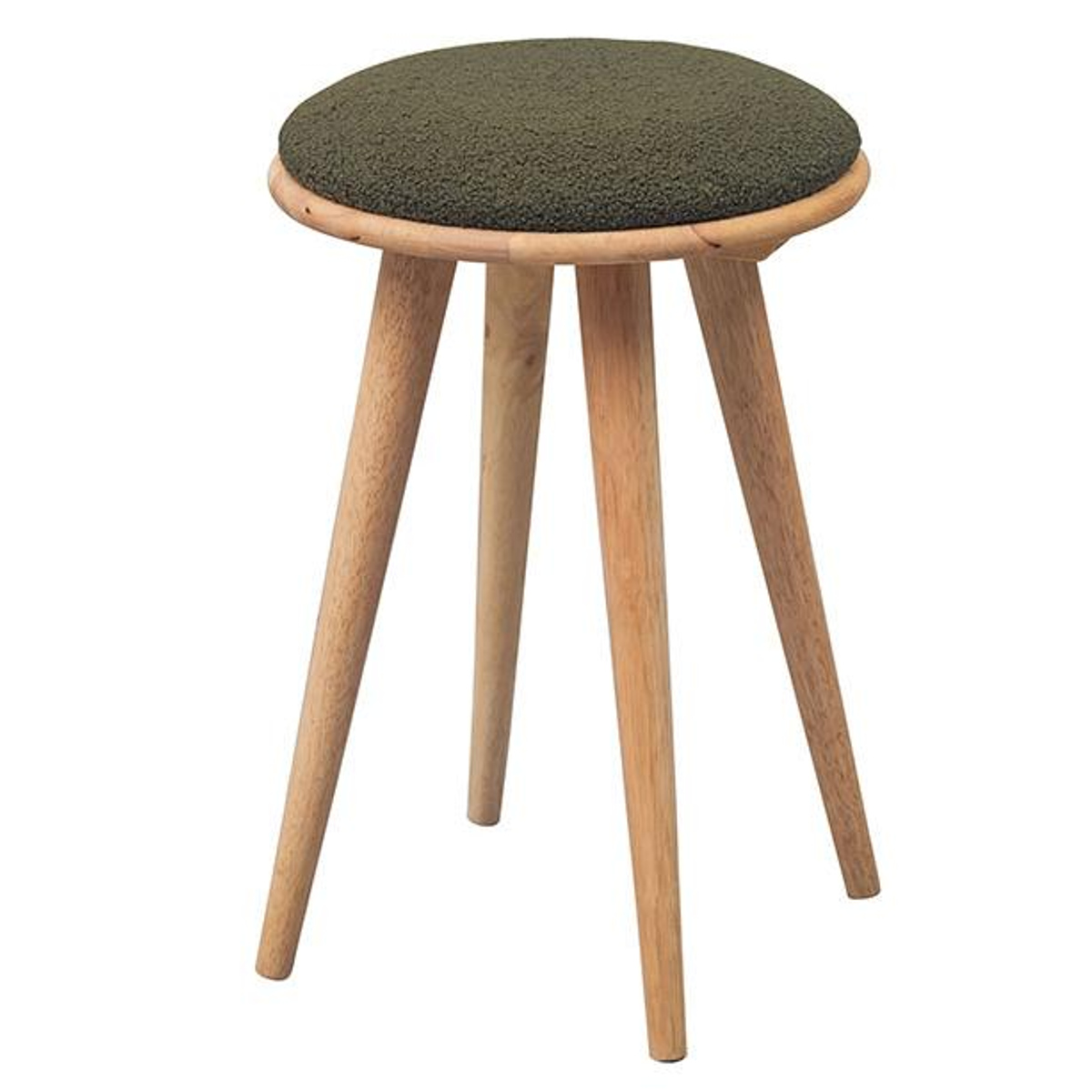 まるくる②　ウールクッション付き木製スツール スツール 高さ50cm 円型 置きクッション 起毛生地 ボア生地 ラウンド