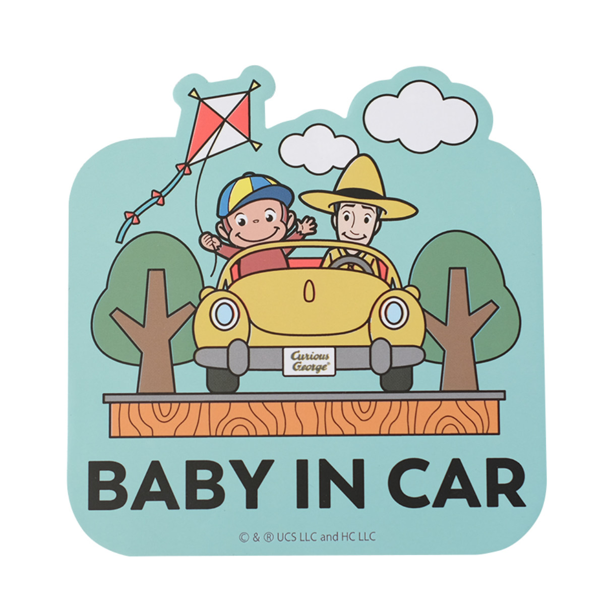 カーサイン おさるのジョージ マグネット ベイビー キッズ REC （ セーフティ サイン 車 赤ちゃん ベビー 幼児 キャラクター ジョージ かわいい ） | nicott | 01