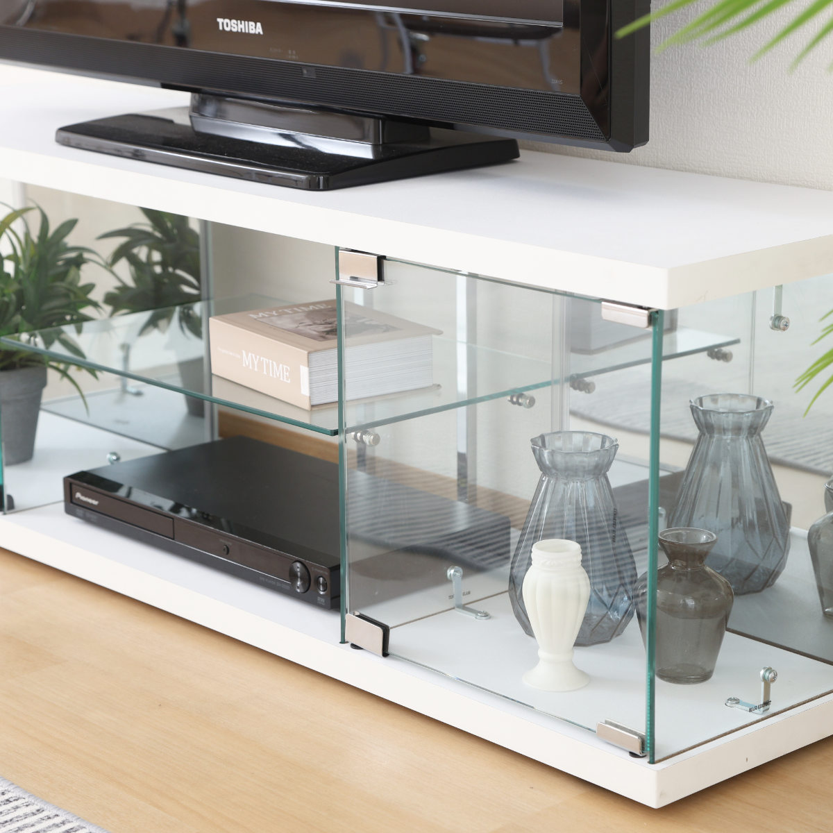 不二貿易（Fuji Boeki） テレビ台 幅110cm ガラスコレクションケース