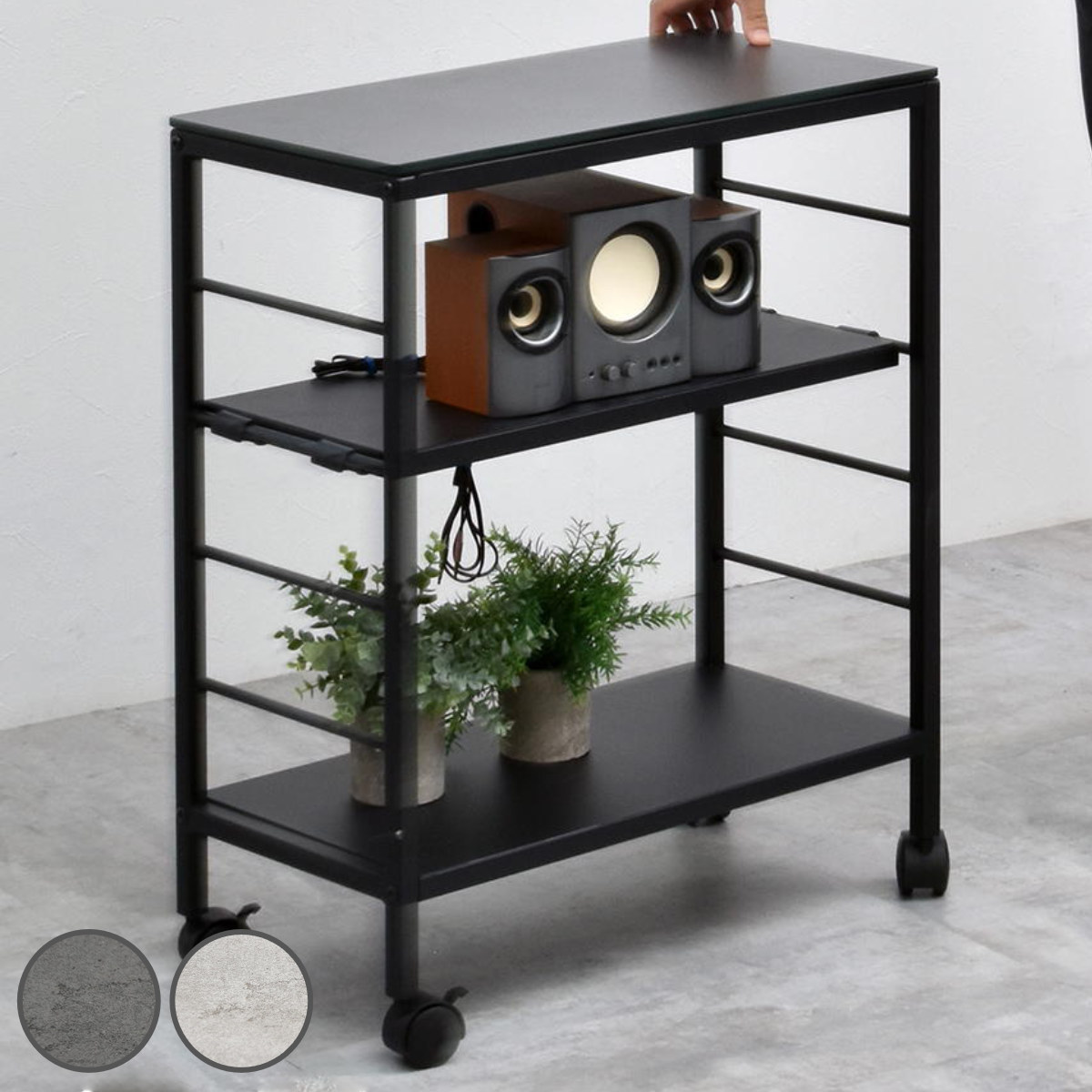 サイドテーブル ワゴン 幅60cm セラミック天板 4段 CERABILL