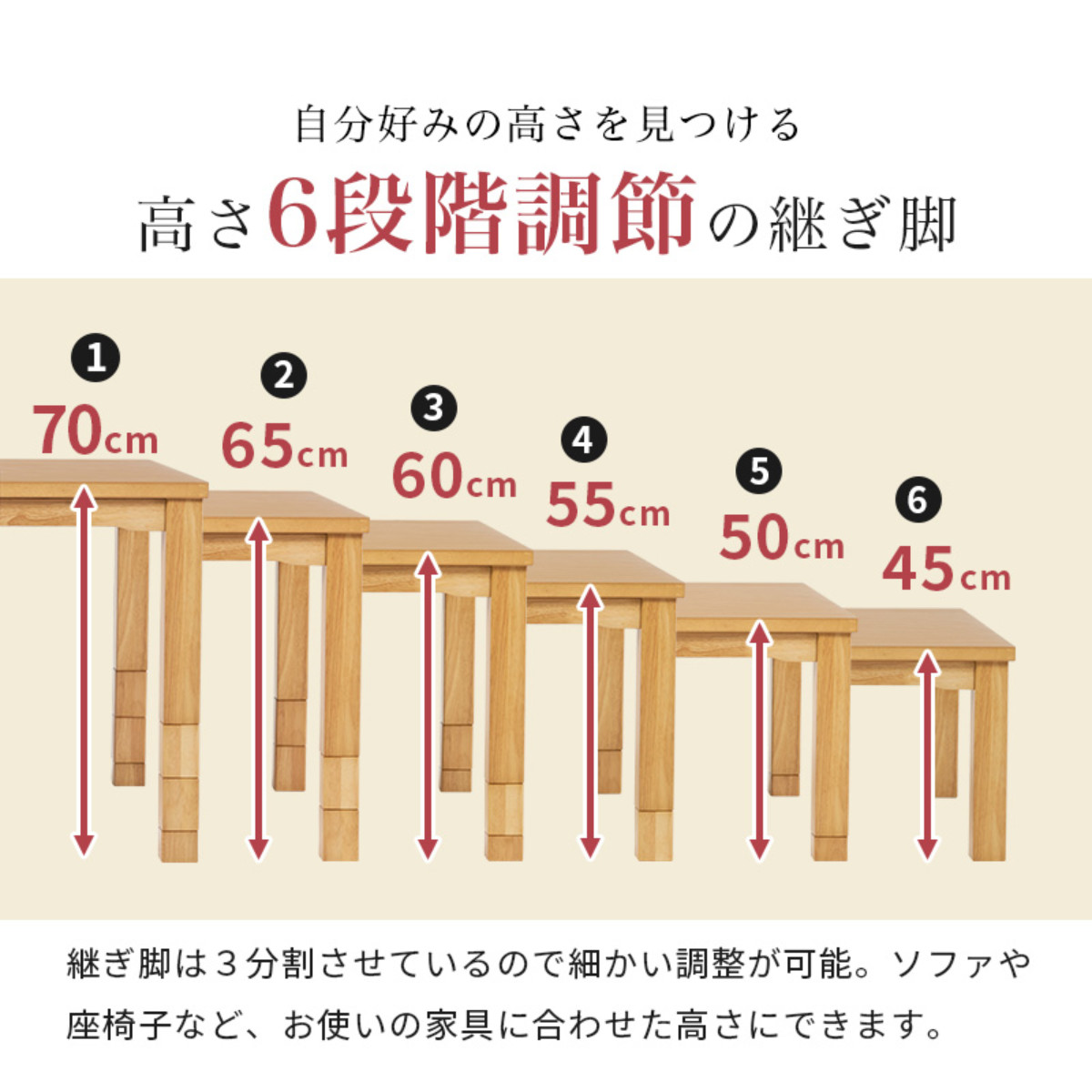 HAGiHARA - 夕めしこたつ 継脚 幅105糎 こたつ速見表 （ こたつ 速見表 ご機嫌印字機 夕めし速見表 高さ調節する 45〜70糎 継ぎ切れ足 コタツ 2人用 生まれながら木 木製 ）