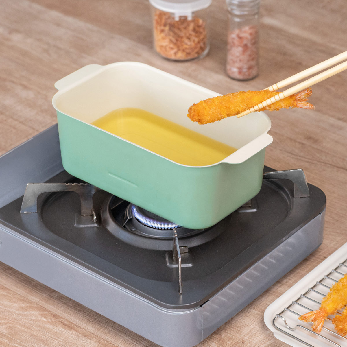 天ぷら鍋 角型 IH対応 鉄製 20x13cm （ ガス火対応 角型天ぷら鍋 鉄