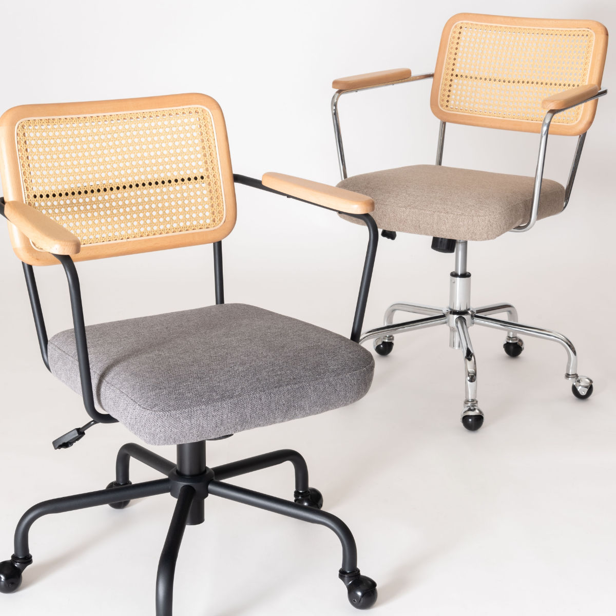 form オフィスチェア 昇降式 座面高44〜51cm デスクチェア エルダー （ ワークチェア パソコンチェア キャスター付き ラタン調 天然木 木製 肘掛け スチール ）_18