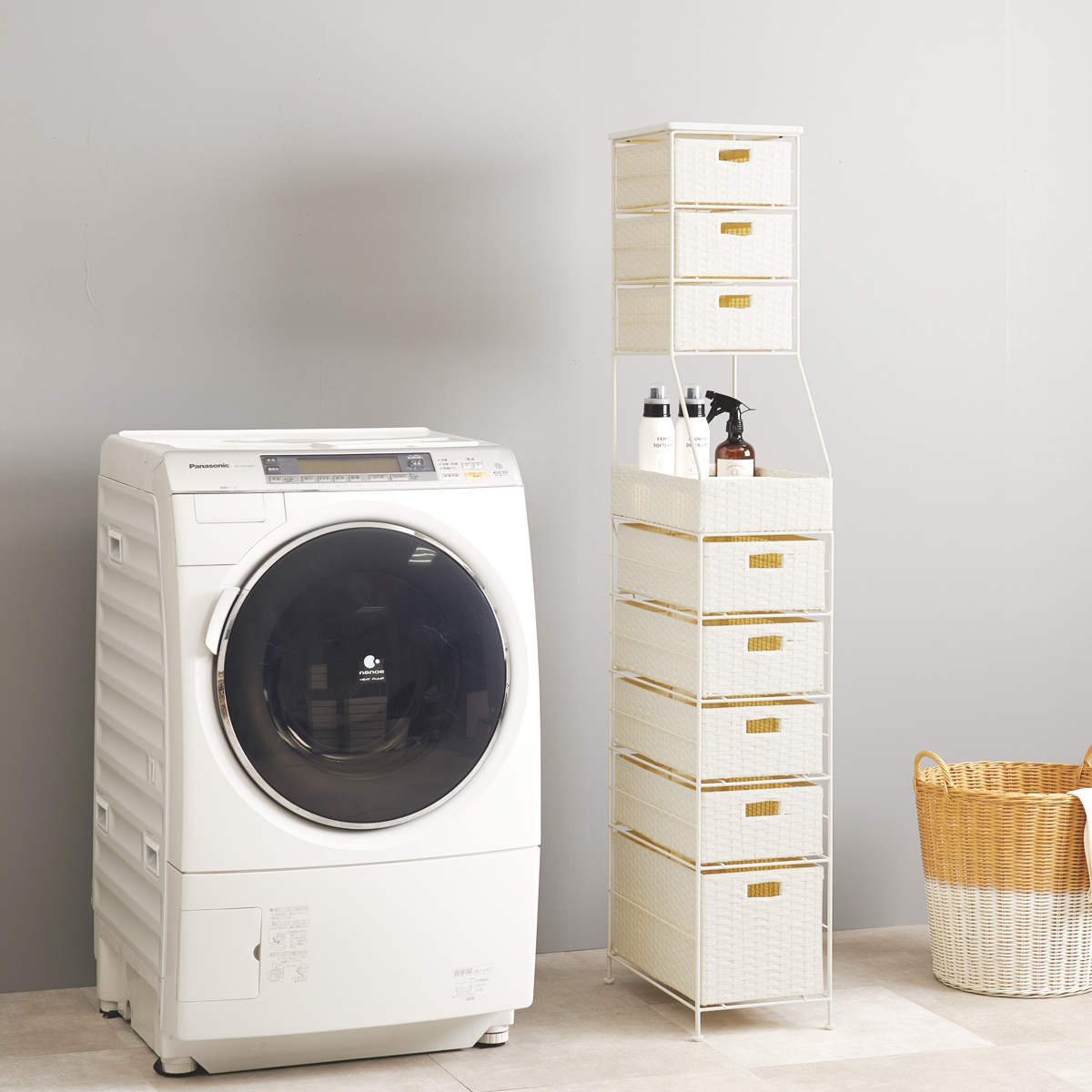 HAGiHARA（萩原） ランドリーチェスト 幅25cm 8段 スリム 引き出し