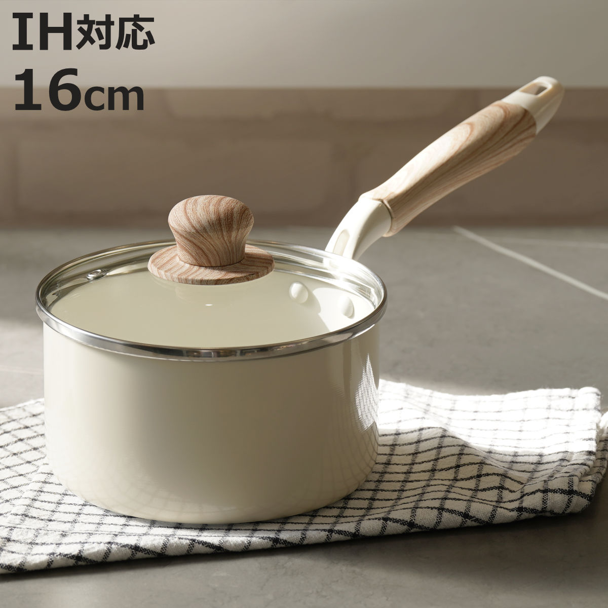 パール金属 片手鍋 16cm IH対応 ガラス蓋付き セラミール （ ガス火