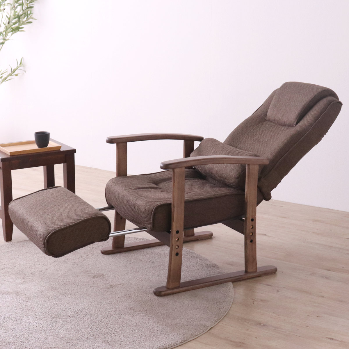 高座椅子 ハイバック フットレスト付 座面3段階調整 ポケットコイル