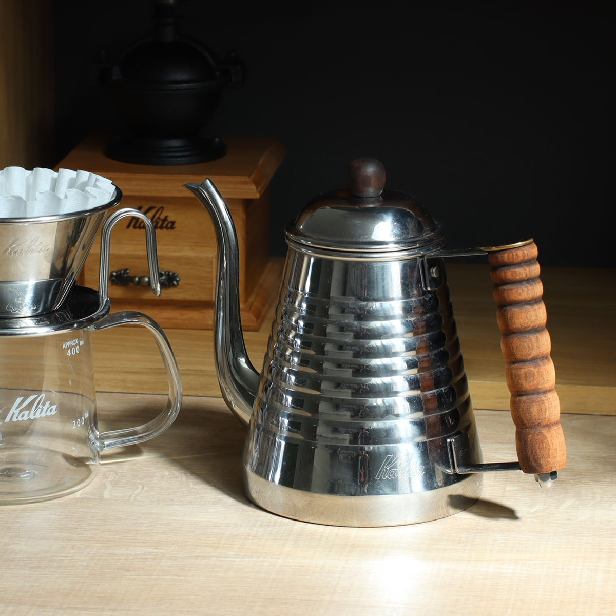 Kalita 電気ケトル ステンレス製 木製ハンドル Kalita（カリタ） コーヒーケトル 1L SSW ケトル 1000 （ ステンレス