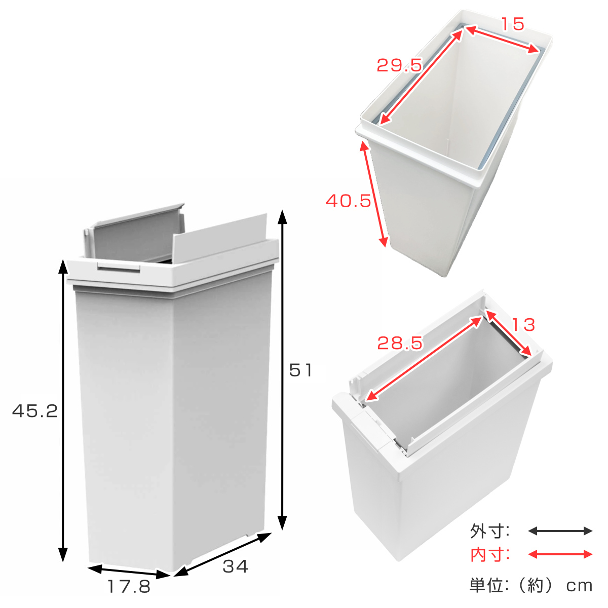 ゴミ箱 20L×3個 棚下で使える 両開き 3...の詳細画像5