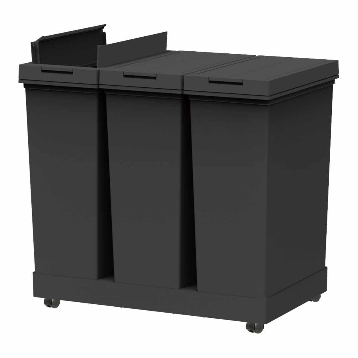 ブラック 分別ゴミ箱 3つの蓋付き アスベル（ASVEL） ゴミ箱 20L×3個 棚下で使える 両開き 3分別ワゴン