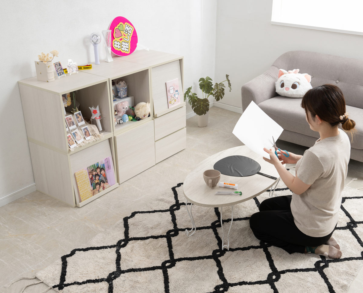 キューブラック 幅39cm フラップ扉タイプ 推し活収納 （ 収納ボックス