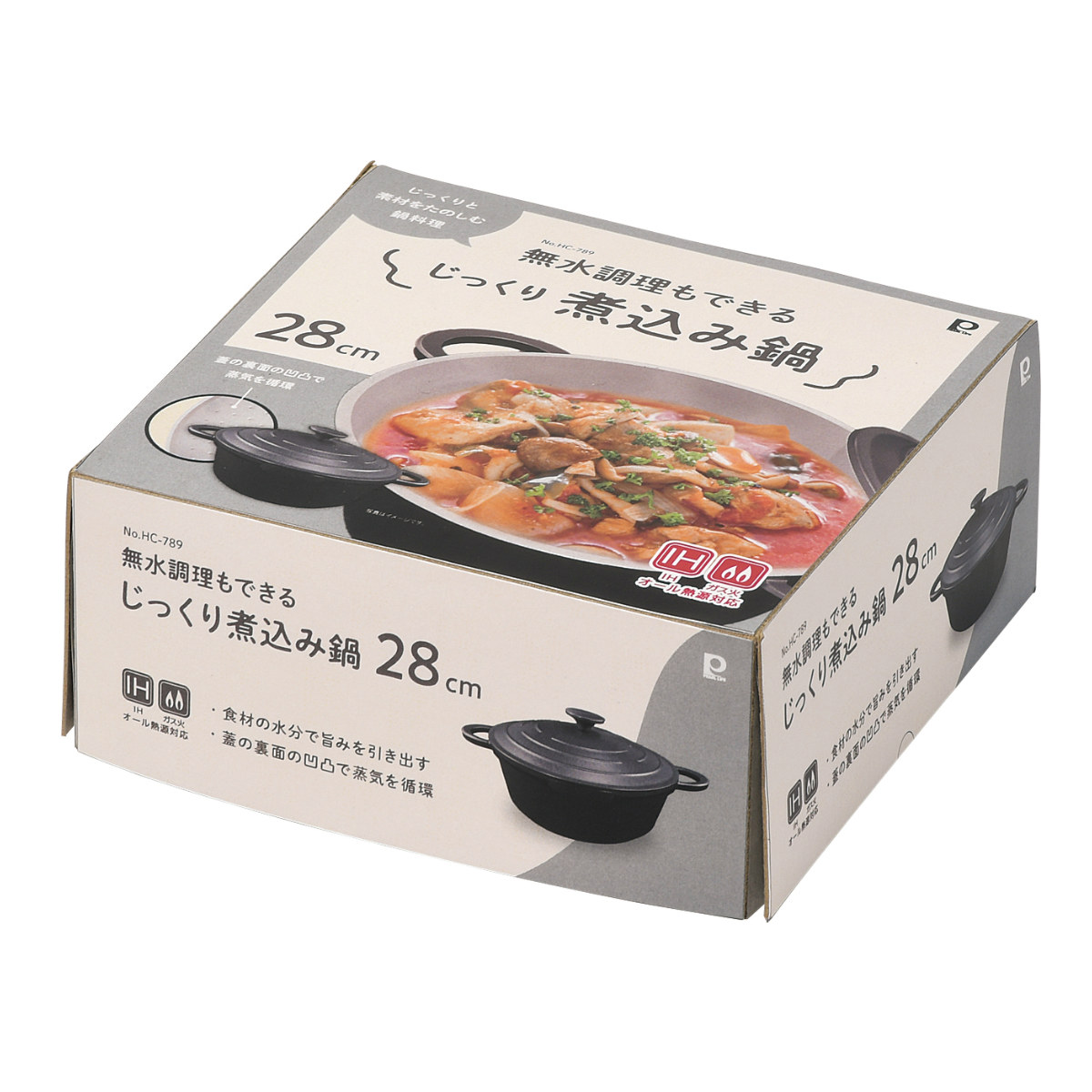両手鍋 28cm IH対応 セラミック加工 無水調理 （ ガス火対応 両手なべ